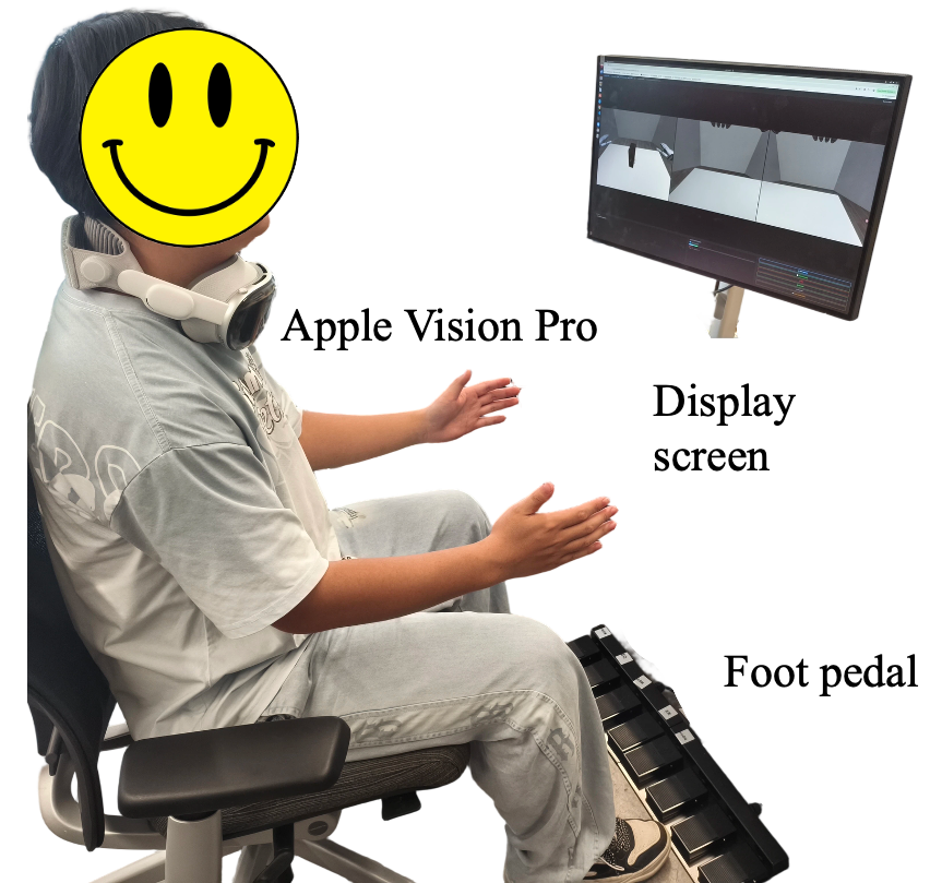 Apple Vision Pro WebXR teleoperation pipeline used in BiDex-100